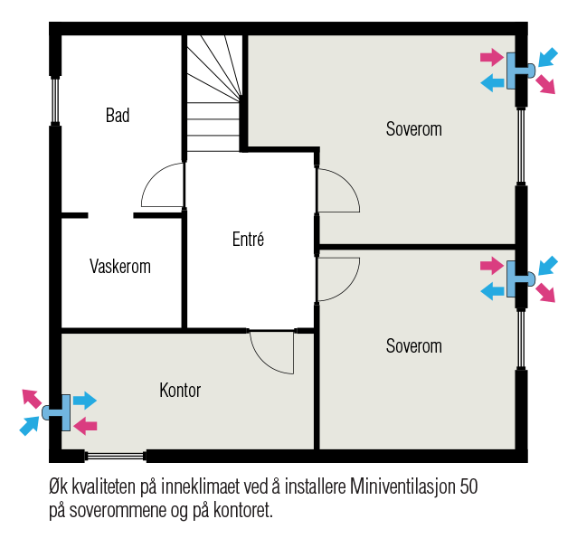 Mitsubishi VL-50 miniventilasjon Miniventilasjon 50 Miniventilasjon 50 kan enkelt monteres i din eksisterende ventilasjonsluke. Et ettrørsystem som enkelt kan monteres selv! Denne miniventilasjonen/romventilatoren er perfekt for soverom!Kun 15 dB(A) og he