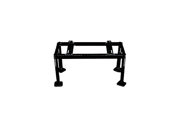 Bakkestativ til varmepumper - svart Regulerbare i høyden, for enkel montering, også i lett skrånende terreng.Store føtter for god fordeling av marktrykk.Produsert i 3mm plater, som etter produksjon er helgalvanisert, for så å pulver lakkeres. - Standard r