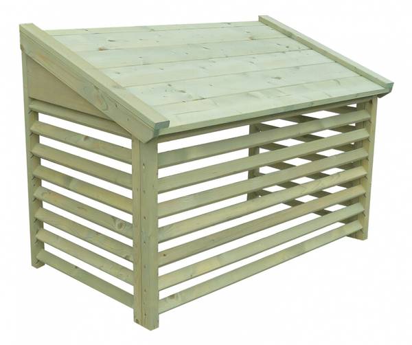 Varmepumpehus i Imp. Treverk Beskrivelse- Laget av Impregnert materiale av god kvalitet- Flatpakket, med enkel montasje- Farge: Ubehandlet- Fuktinnhold ved produksjon : 18%Mål – Innvendig.- Høyde: 62cm i front – 76cm i bakkant- Bredde: 94cm- Dybde: 52cm V